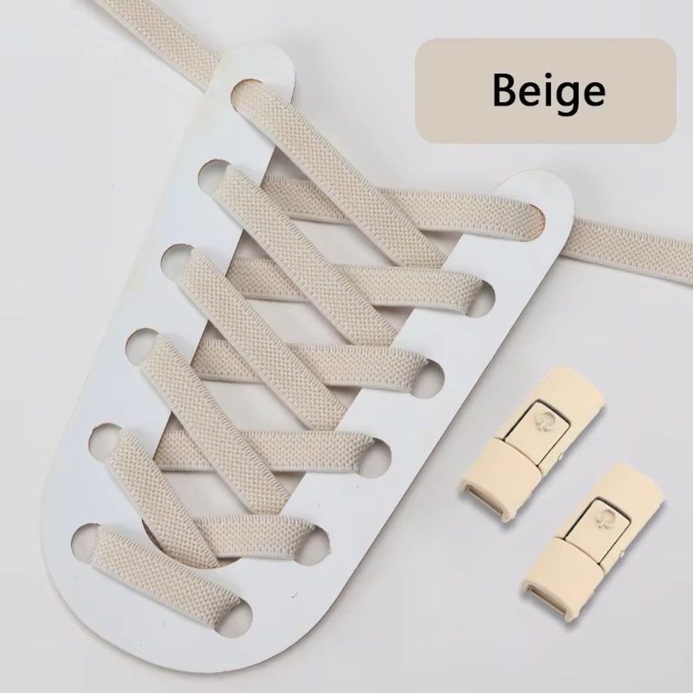 No Tie Press Lock Elastic Shoelaces 8mm Widened Flat Laces For Sneakers 17