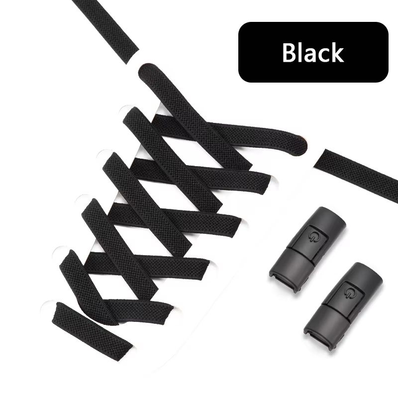 No Tie Press Lock Elastic Shoelaces 8mm Widened Flat Laces For Sneakers 5