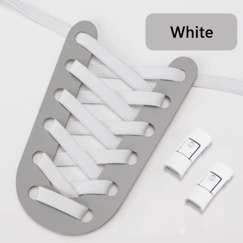 No Tie Press Lock Elastic Shoelaces 8mm Widened Flat Laces For Sneakers 6