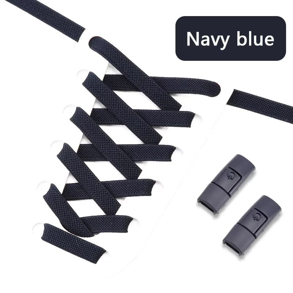 No Tie Press Lock Elastic Shoelaces 8mm Widened Flat Laces For Sneakers 7