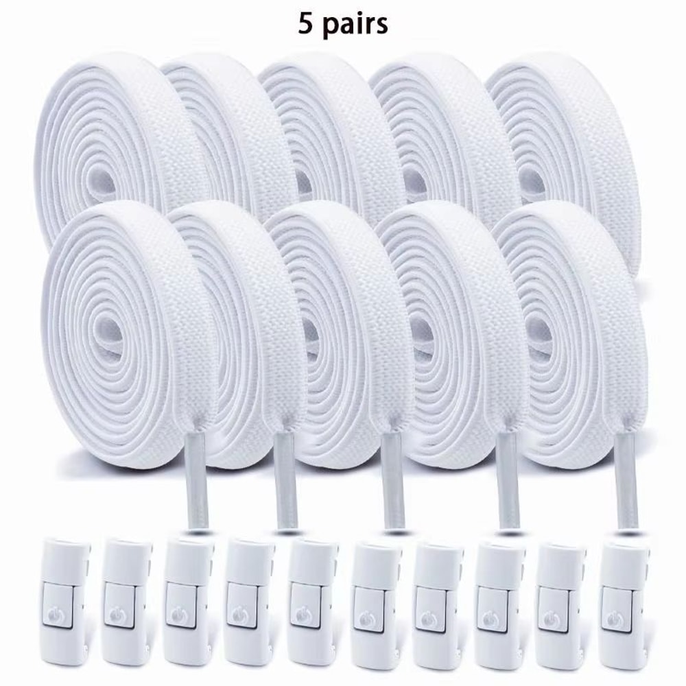 No Tie Press Lock Elastic Shoelaces 8mm Widened Flat Laces For Sneakers 20