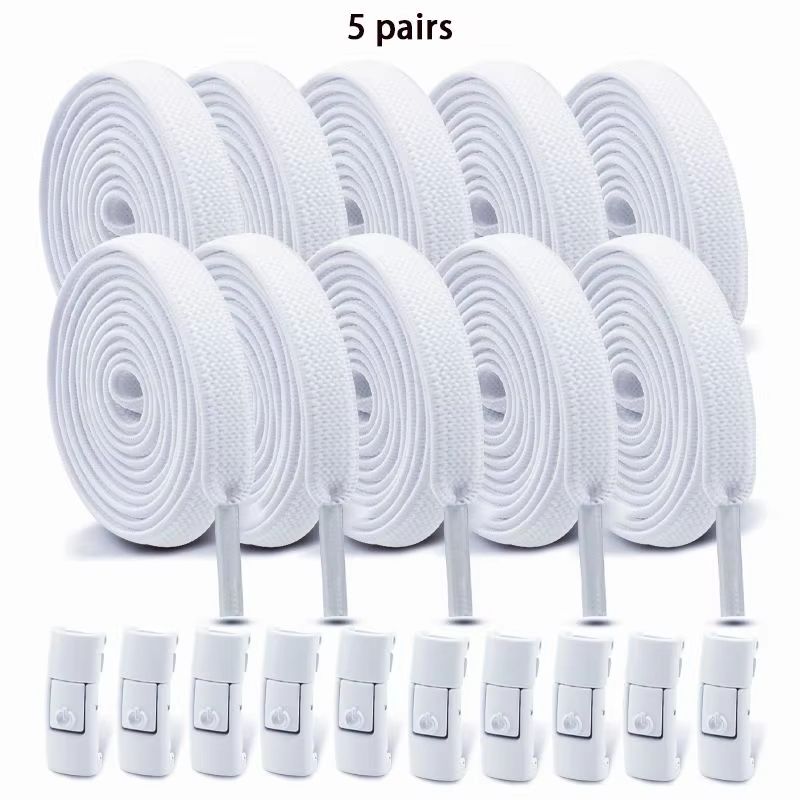 No Tie Press Lock Elastic Shoelaces 8mm Widened Flat Laces For Sneakers 20