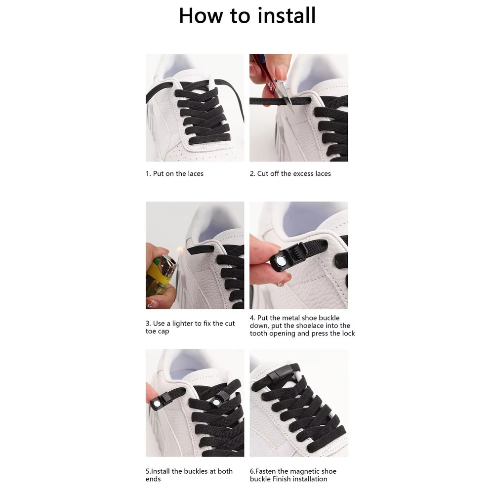 Magnetic NoTie Flat Elastic Shoelaces With Clip Stretch Sneaker Laces For Men Women And Kids 5