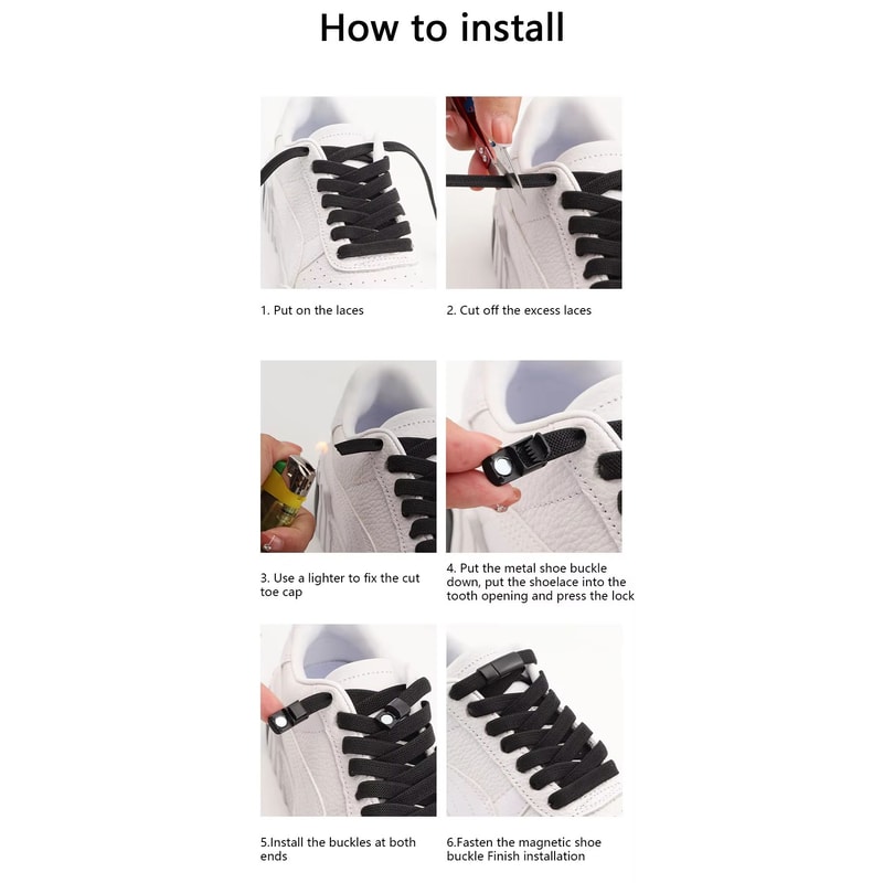 Magnetic NoTie Flat Elastic Shoelaces With Clip Stretch Sneaker Laces For Men Women And Kids 5