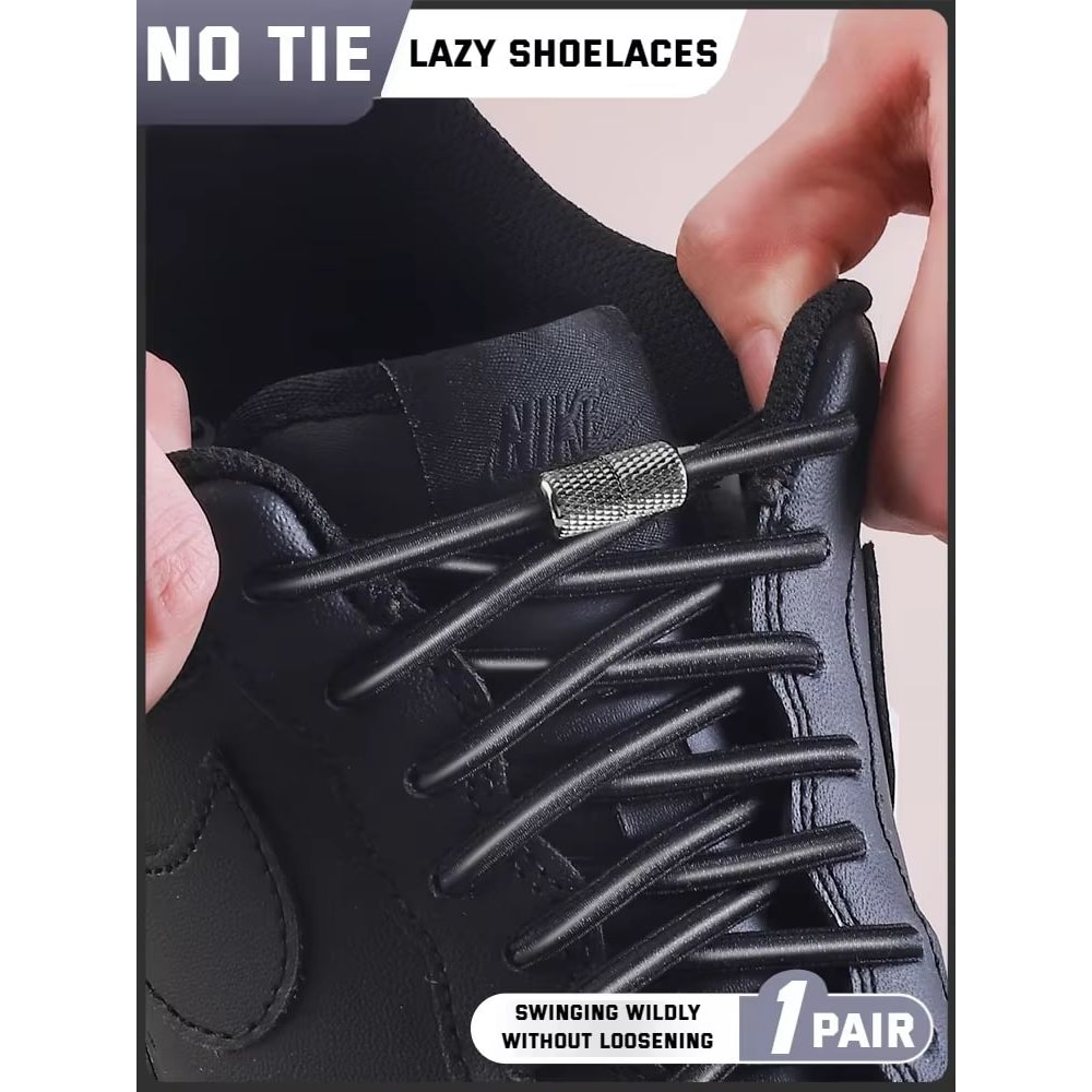 Round Elastic NoTie Shoelaces For Sneakers And Tennis Shoes Kids And Adult 0