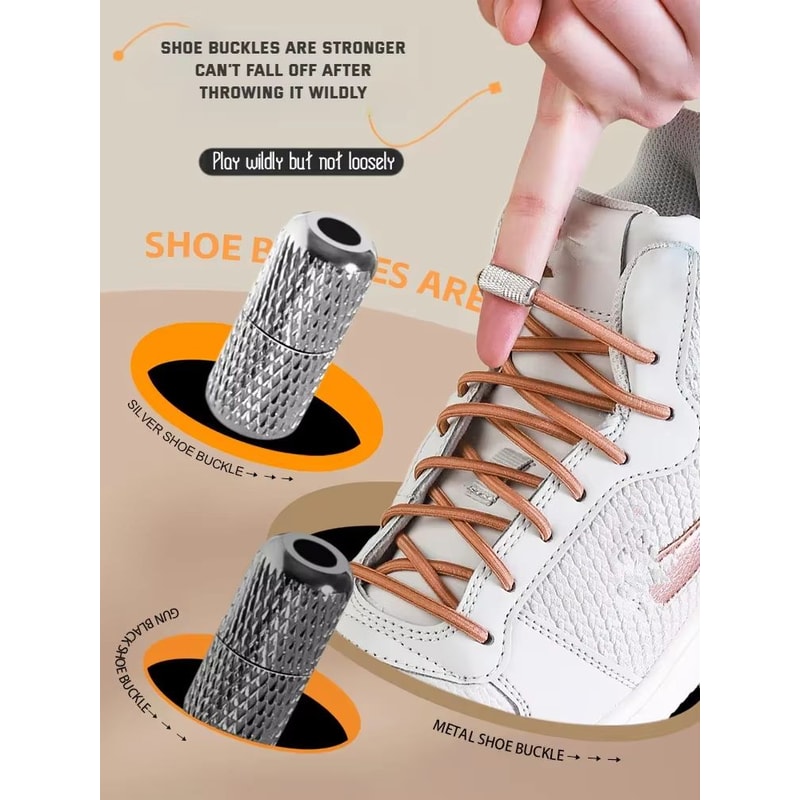 Round Elastic NoTie Shoelaces For Sneakers And Tennis Shoes Kids And Adult 1