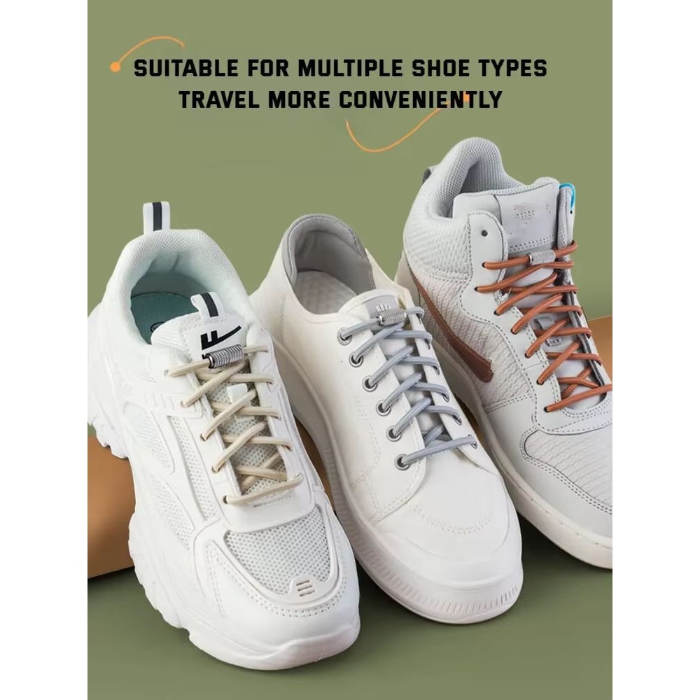 Round Elastic NoTie Shoelaces For Sneakers And Tennis Shoes Kids And Adult 4