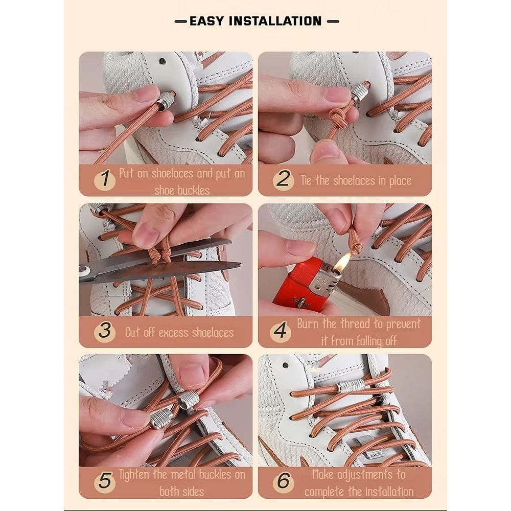 Round Elastic NoTie Shoelaces For Sneakers And Tennis Shoes Kids And Adult 5