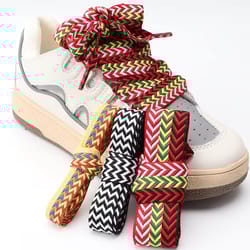 flat wavy bread style shoelaces for sneakers 0.59in 0.79in 1.18in trend shoe lace ropes