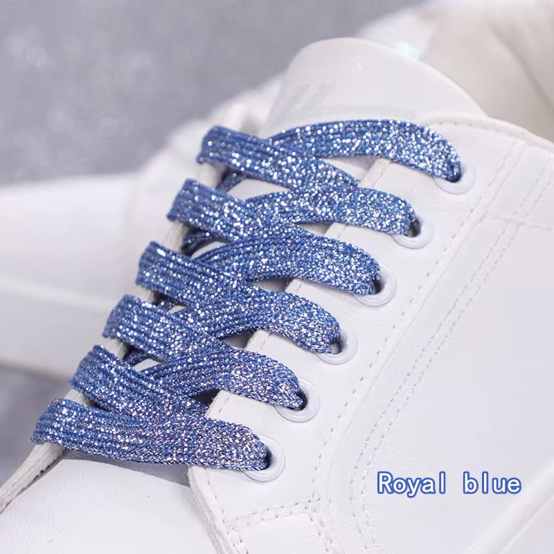 Glitter Shoelaces Shiny Flat Shoe Laces In Gold And Silver 039in Width For Sneakers And Boots 9
