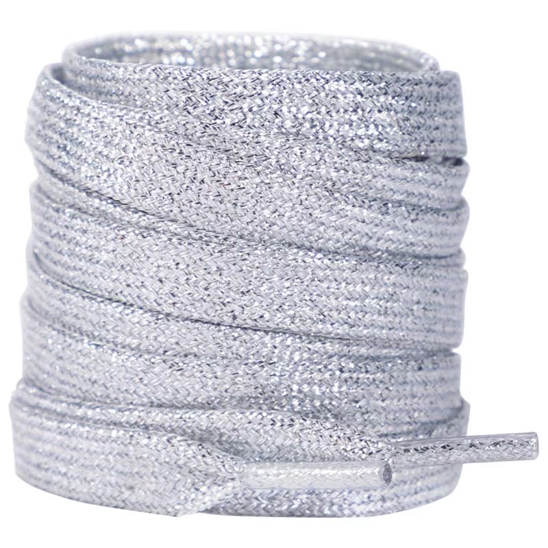 Glitter Shoelaces Shiny Flat Shoe Laces In Gold And Silver 039in Width For Sneakers And Boots 5