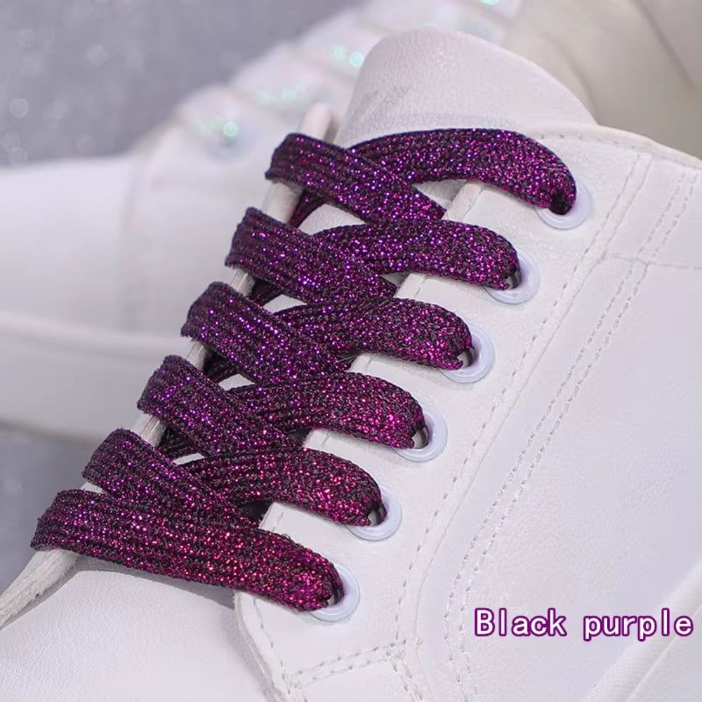 Glitter Shoelaces Shiny Flat Shoe Laces In Gold And Silver 039in Width For Sneakers And Boots 7