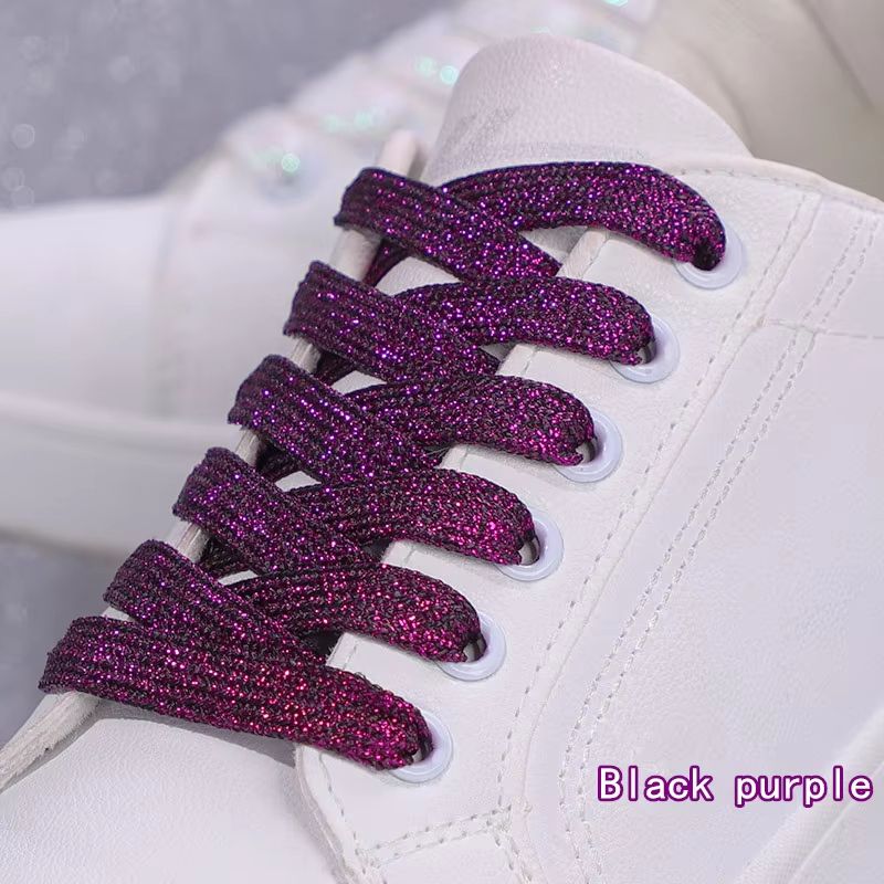 Glitter Shoelaces Shiny Flat Shoe Laces In Gold And Silver 039in Width For Sneakers And Boots 7