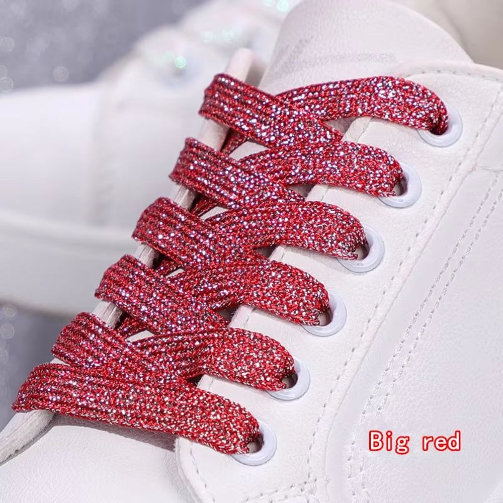 Glitter Shoelaces Shiny Flat Shoe Laces In Gold And Silver 039in Width For Sneakers And Boots 8