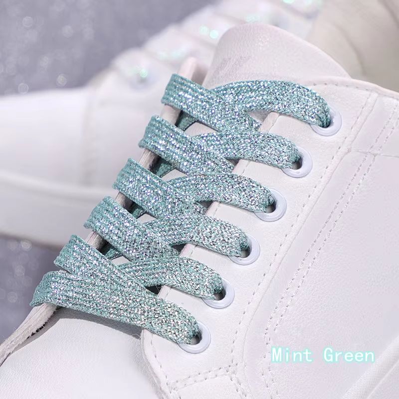 Glitter Shoelaces Shiny Flat Shoe Laces In Gold And Silver 039in Width For Sneakers And Boots 10