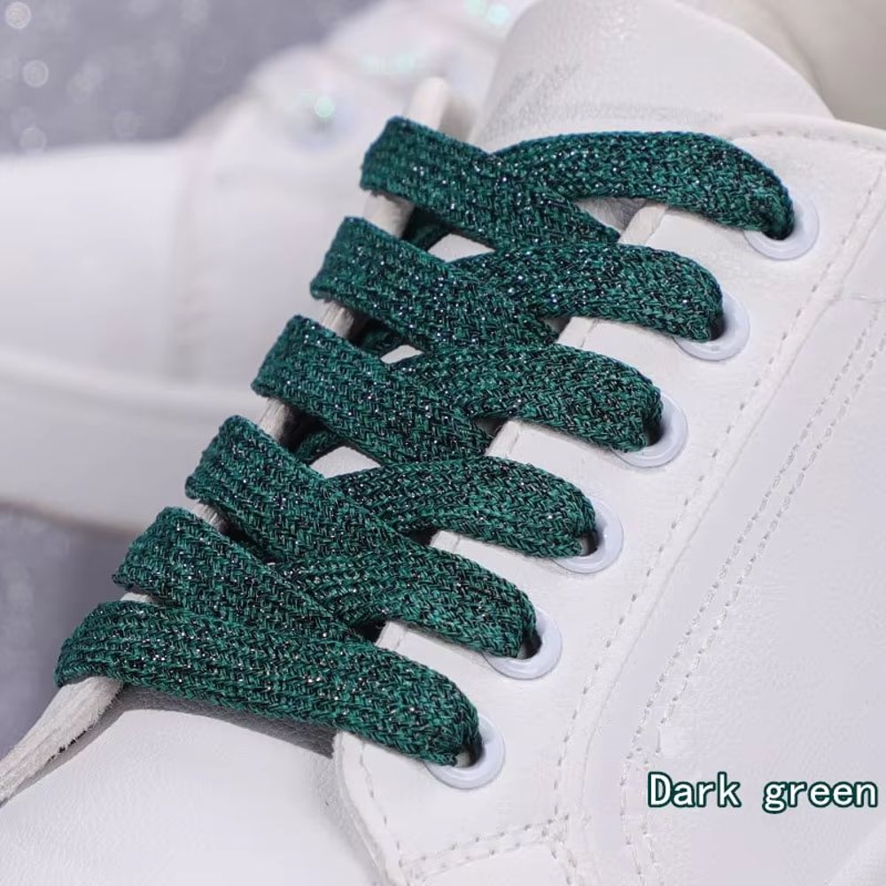 Glitter Shoelaces Shiny Flat Shoe Laces In Gold And Silver 039in Width For Sneakers And Boots 12