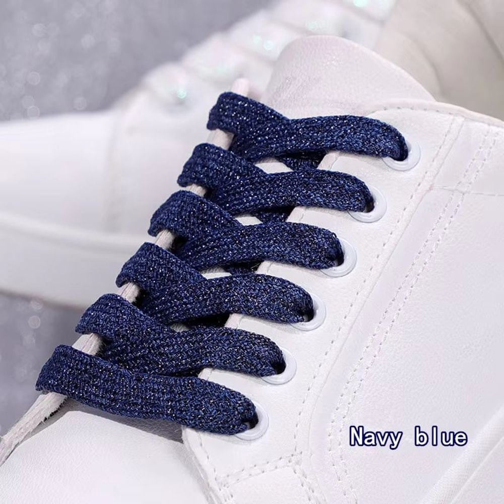 Glitter Shoelaces Shiny Flat Shoe Laces In Gold And Silver 039in Width For Sneakers And Boots 13