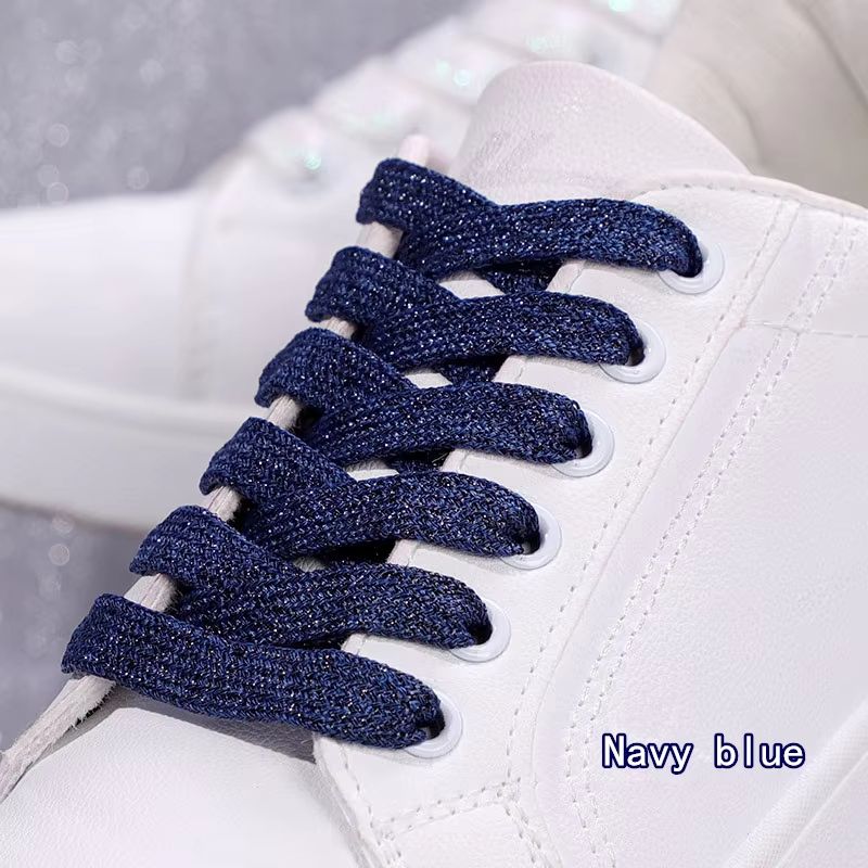Glitter Shoelaces Shiny Flat Shoe Laces In Gold And Silver 039in Width For Sneakers And Boots 13
