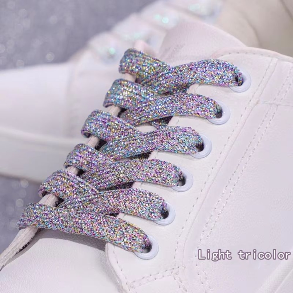 Glitter Shoelaces Shiny Flat Shoe Laces In Gold And Silver 039in Width For Sneakers And Boots 14