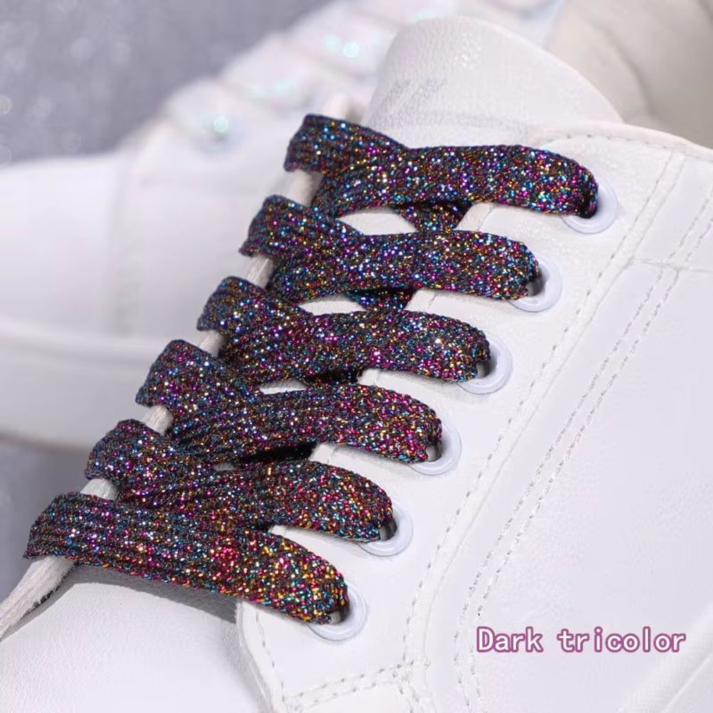 Glitter Shoelaces Shiny Flat Shoe Laces In Gold And Silver 039in Width For Sneakers And Boots 15