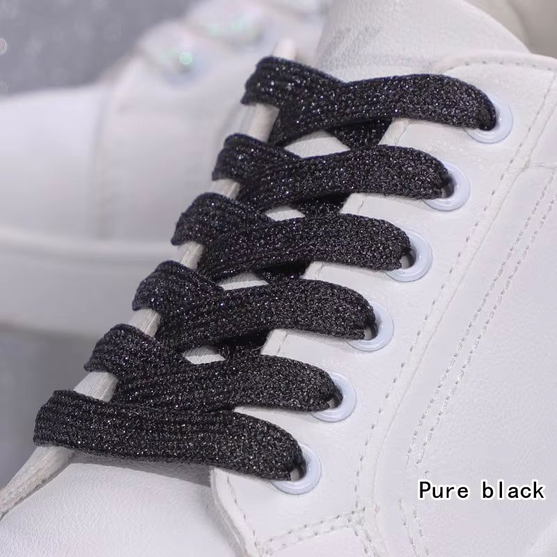 Glitter Shoelaces Shiny Flat Shoe Laces In Gold And Silver 039in Width For Sneakers And Boots 17