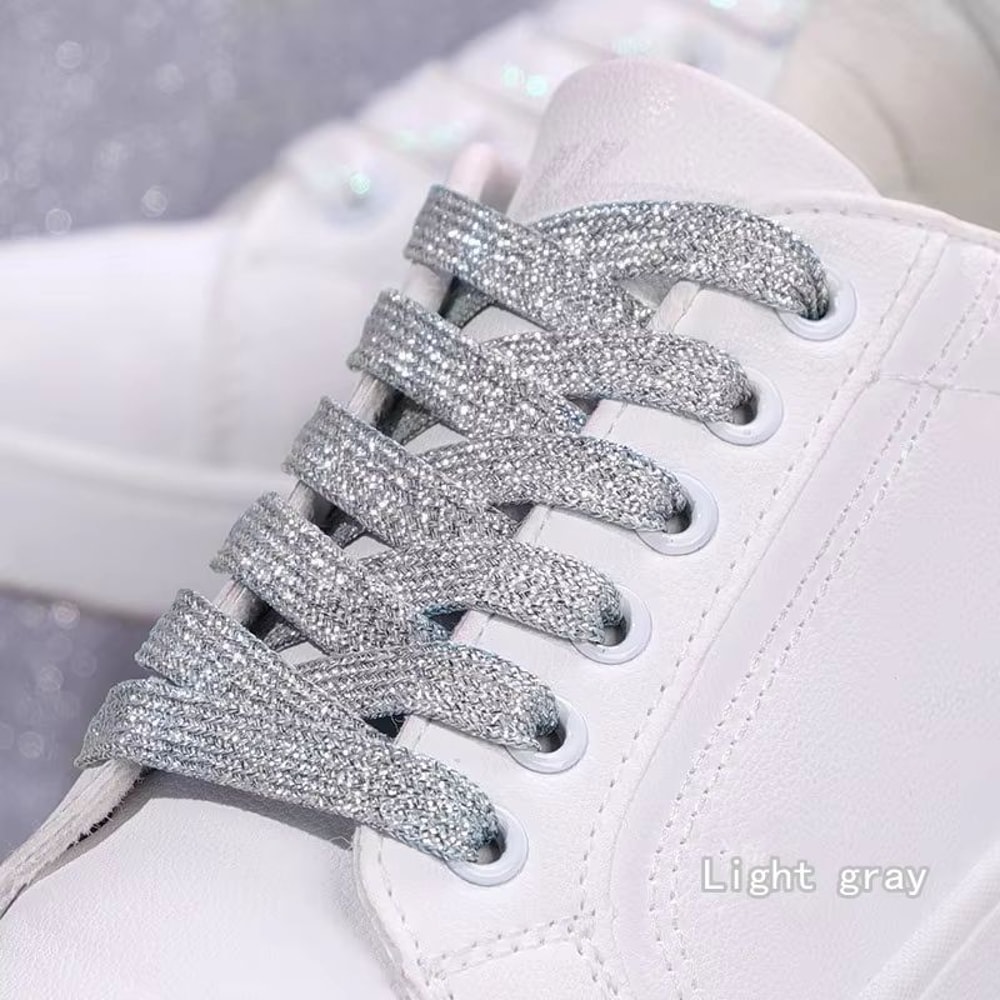 Glitter Shoelaces Shiny Flat Shoe Laces In Gold And Silver 039in Width For Sneakers And Boots 19