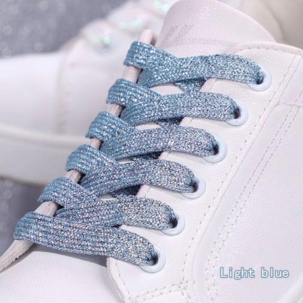 Glitter Shoelaces Shiny Flat Shoe Laces In Gold And Silver 039in Width For Sneakers And Boots 25
