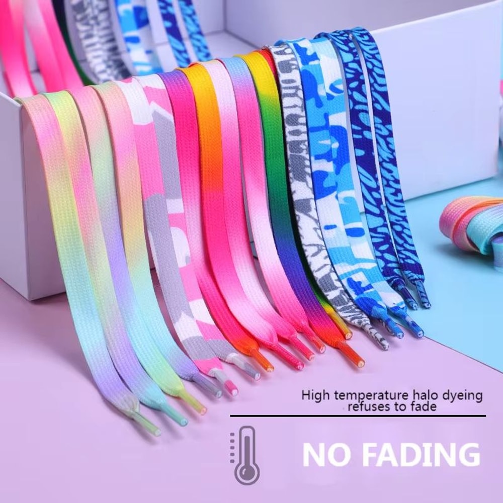 Rainbow Gradient Flat Shoelaces For Casual Canvas Shoes Unisex 3