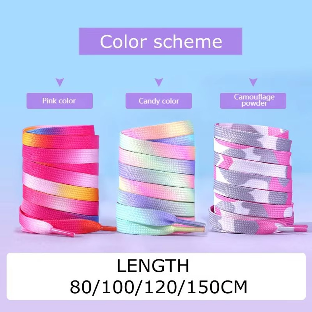Rainbow Gradient Flat Shoelaces For Casual Canvas Shoes Unisex 4
