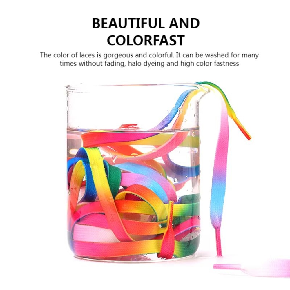 Rainbow Gradient Flat Shoelaces For Casual Canvas Shoes Unisex 5