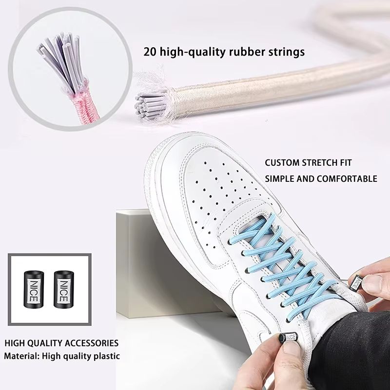 Round Elastic NoTie Shoelaces With Nice Lock For Sneakers Kids And Adults 4