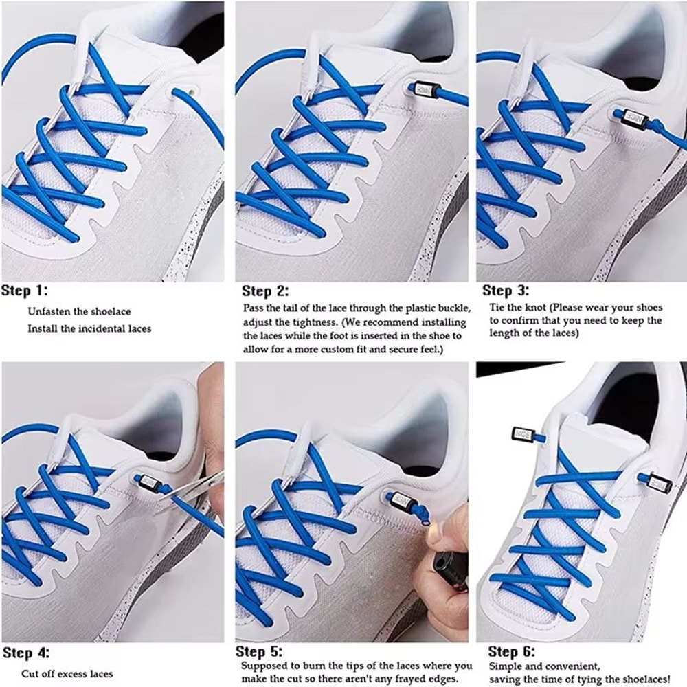 Round Elastic NoTie Shoelaces With Nice Lock For Sneakers Kids And Adults 5