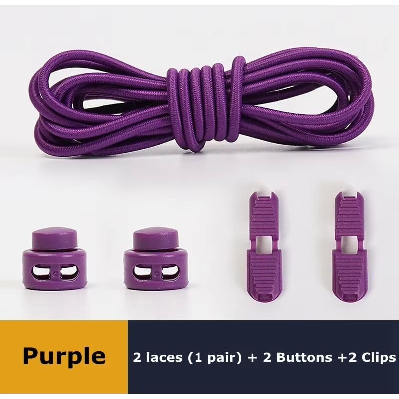 No Tie Round Spring Lock Elastic Shoelaces For Quick Wear All Shoes 12