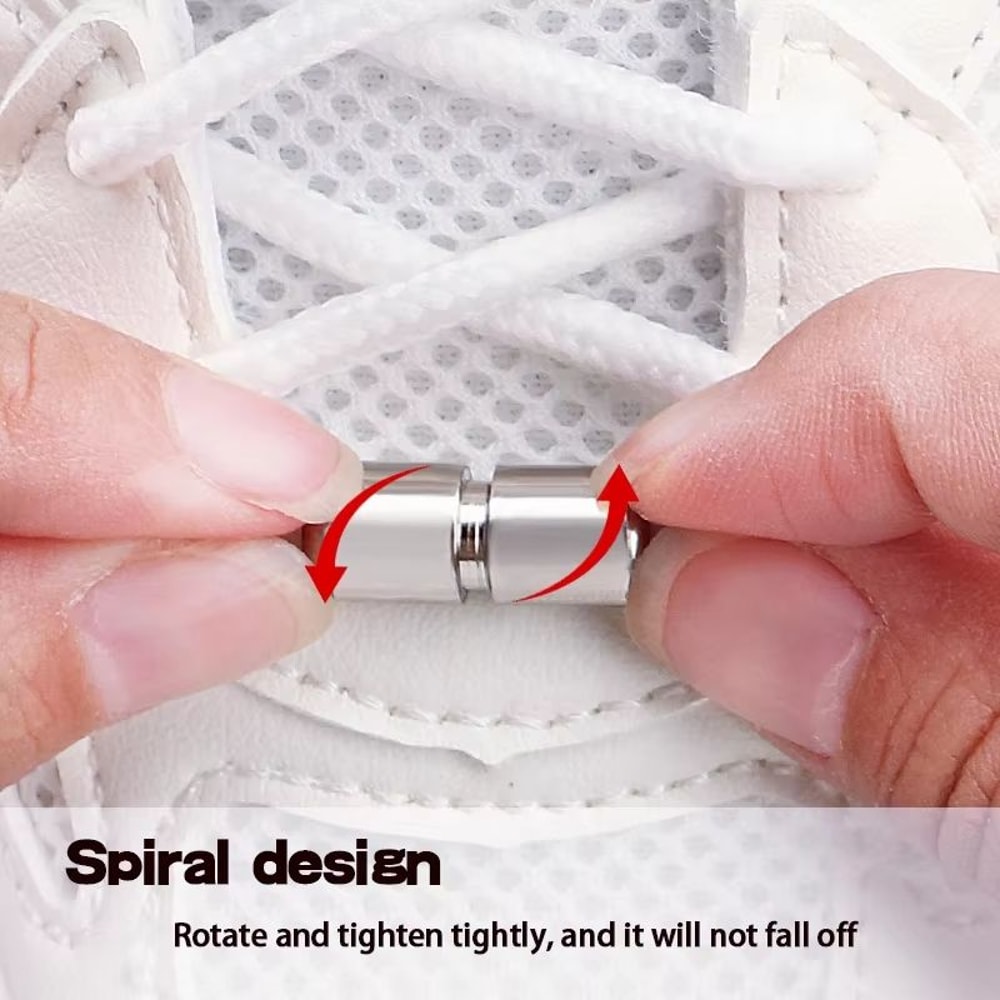 Automatic NoTie Shoelaces With Swivel Metal Capsule Buckle Thick Rope For Sneakers 3