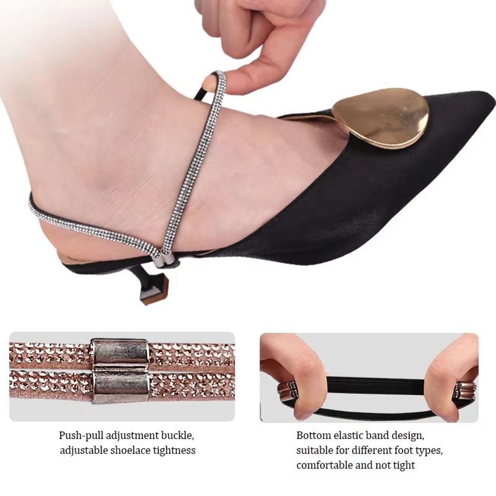 Elegant Rhinestone Anti Slip Heel Straps For High Heels And Pumps 2