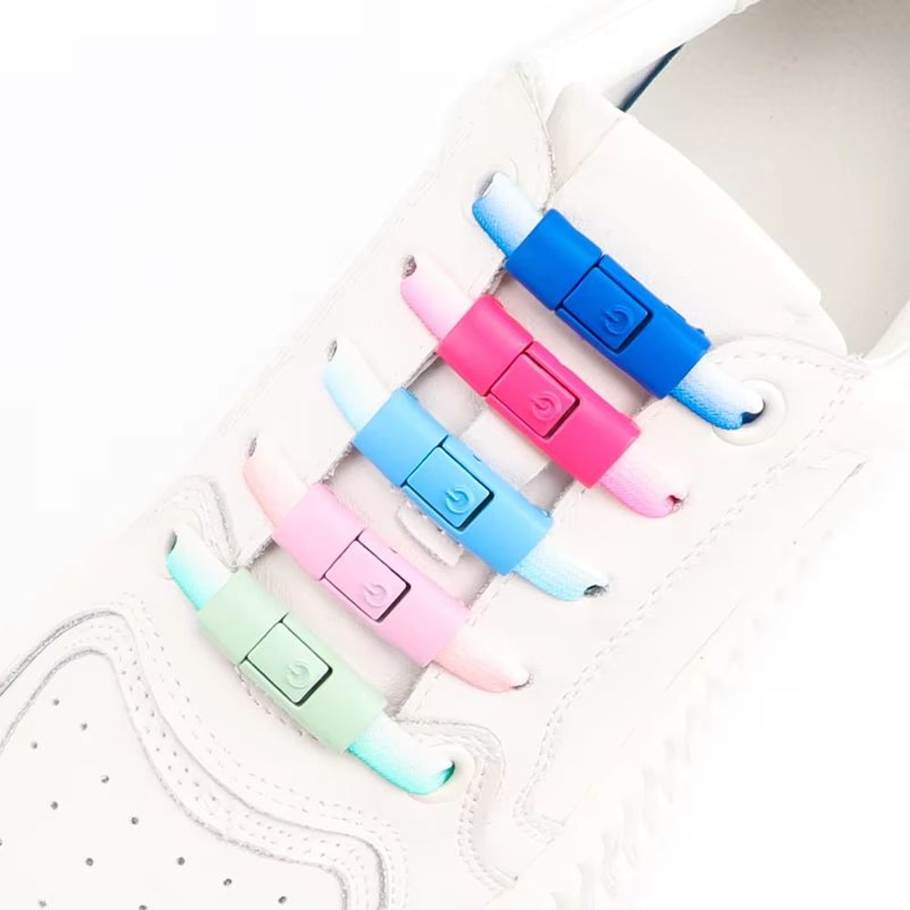 Colorful Metal Buckle NoTie Elastic Shoelaces For All Ages 1