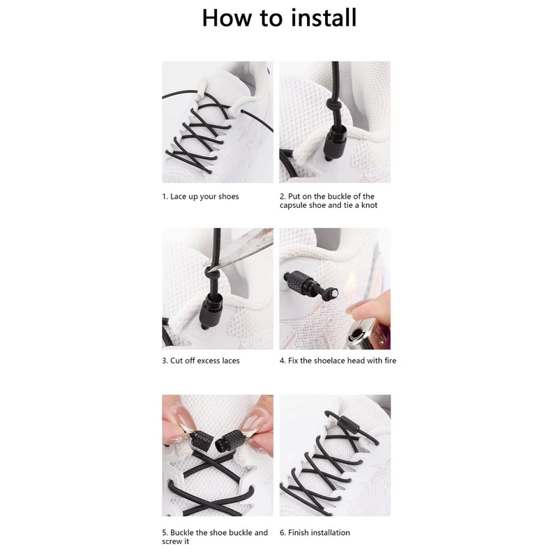 Round NoTie Elastic Shoelaces With Metal Lock For Sneakers 4