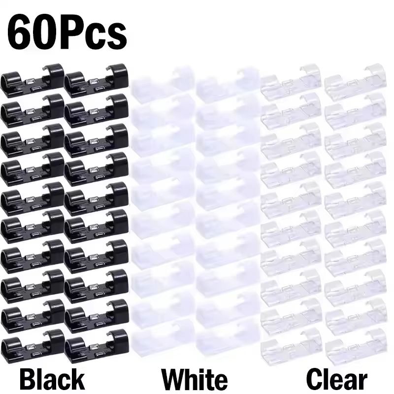 SelfAdhesive Cable Organizer Clips For Desktop And Home Cord Management 18