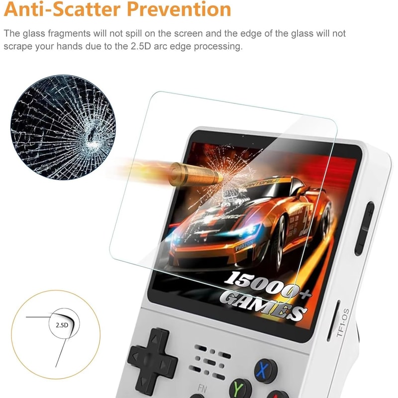 3in1 Carrying Storage Case With Tempered Glass Screen Protectors For R36S Game Console 2