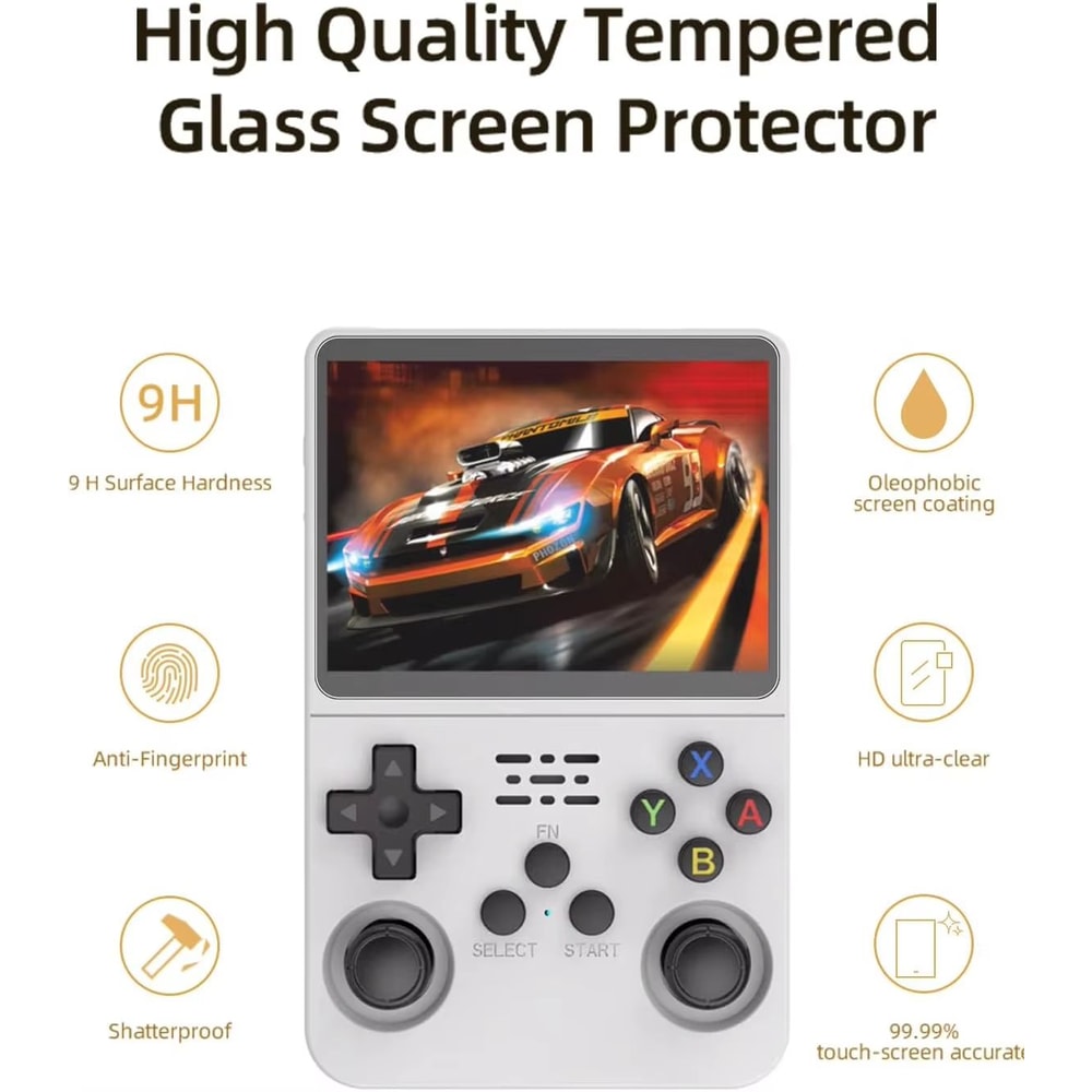 3in1 Carrying Storage Case With Tempered Glass Screen Protectors For R36S Game Console 3