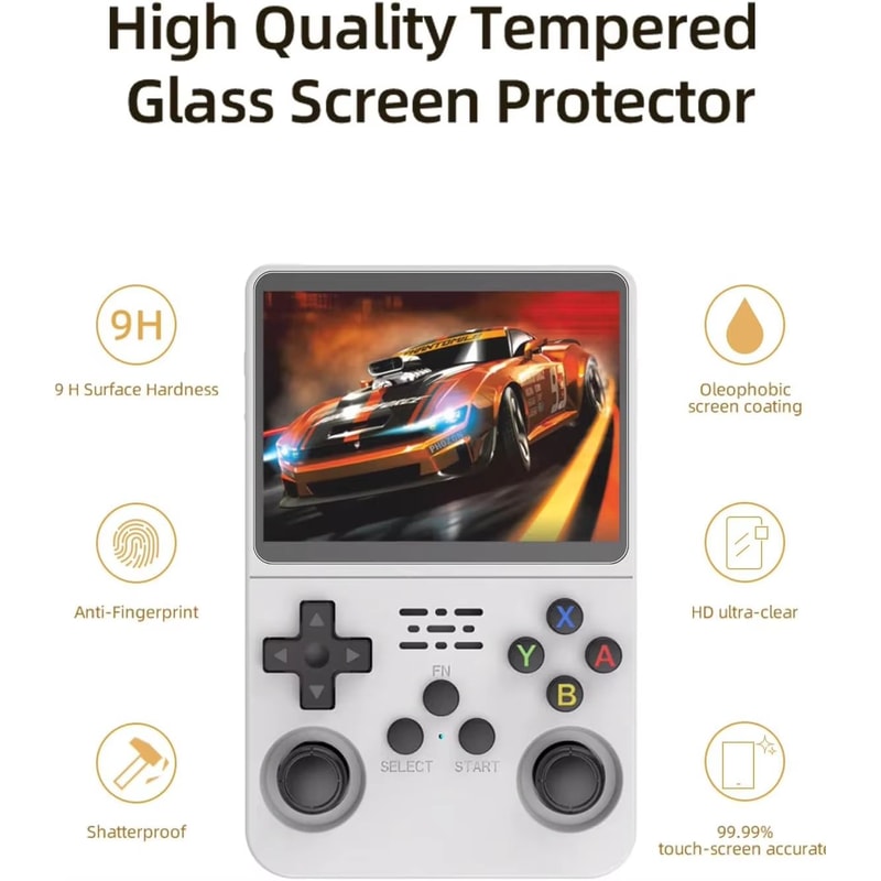 3in1 Carrying Storage Case With Tempered Glass Screen Protectors For R36S Game Console 3