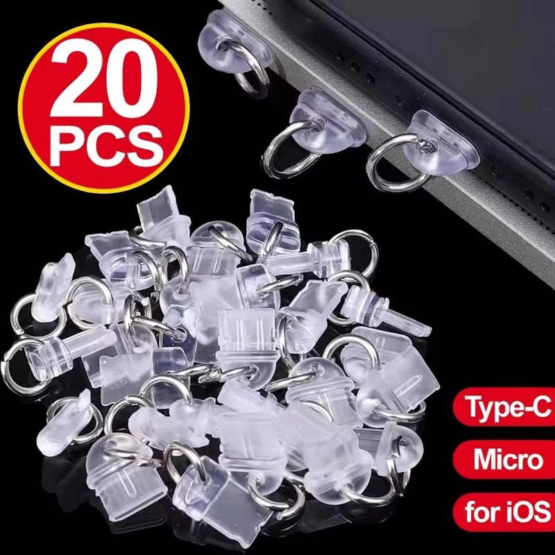 Universal Transparent DIY Charging Port Dust Plugs For IOS TypeC Micro Devices 0