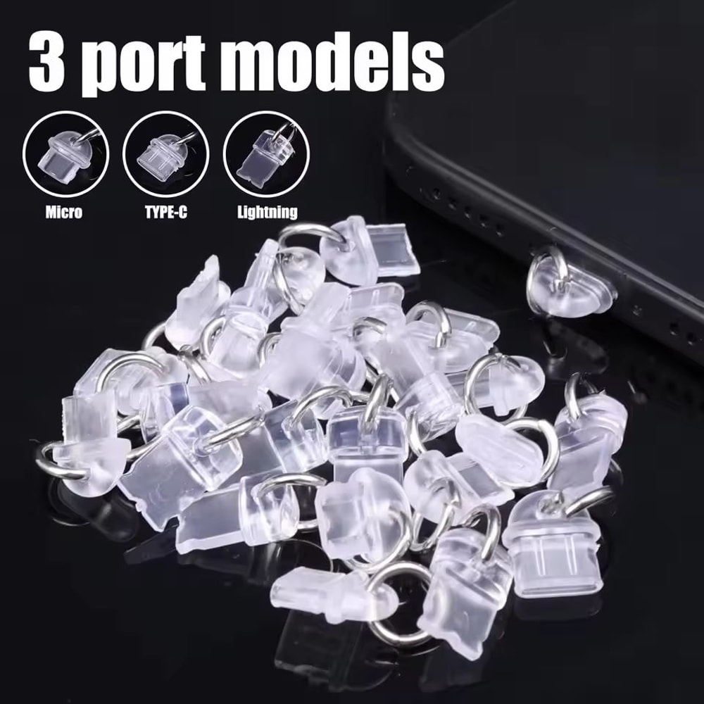 Universal Transparent DIY Charging Port Dust Plugs For IOS TypeC Micro Devices 1