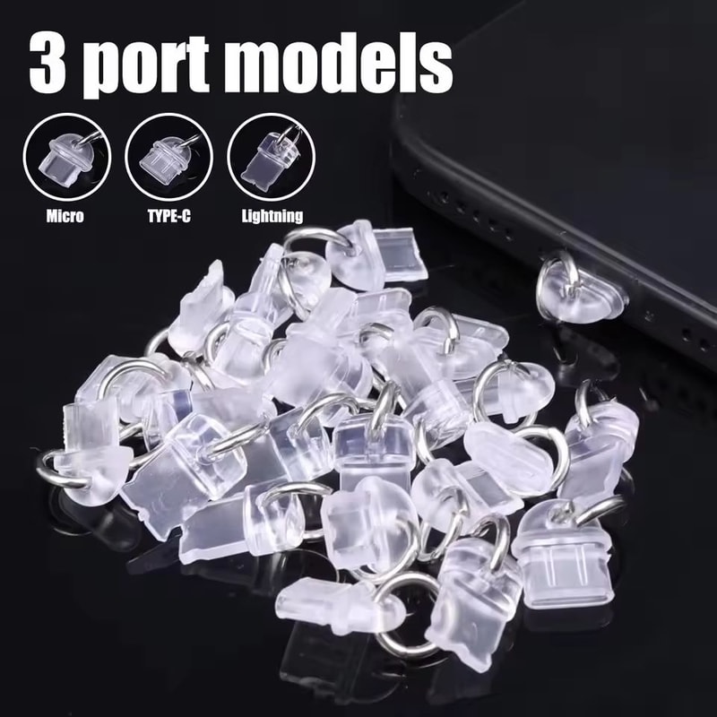 Universal Transparent DIY Charging Port Dust Plugs For IOS TypeC Micro Devices 1