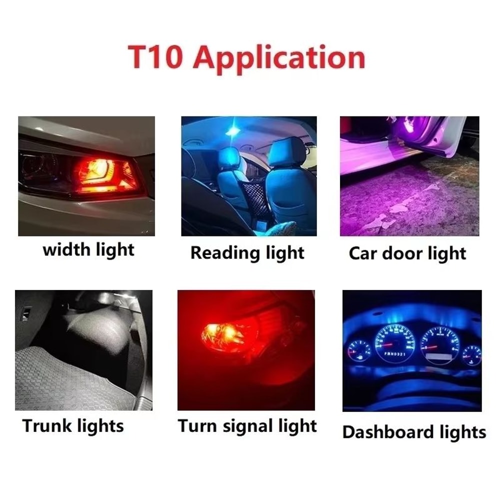 Super Bright W5W 194 T10 LED Car Bulb Set 6000K White Green Blue Red 5