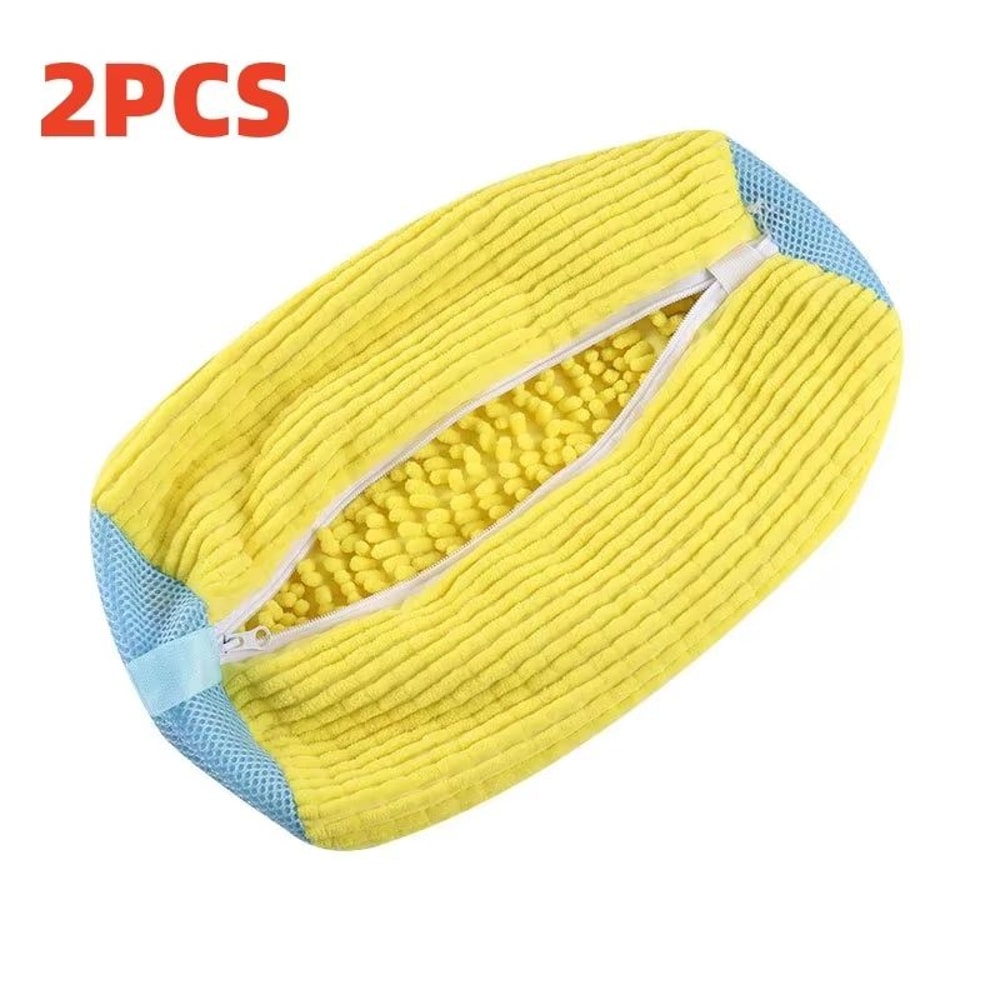 Durable Shoe Washing Machine Laundry Bag For Sneakers And Casual Shoes Yellow With Blue Zipper 9
