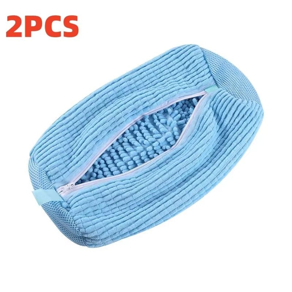 Durable Shoe Washing Machine Laundry Bag For Sneakers And Casual Shoes Yellow With Blue Zipper 10