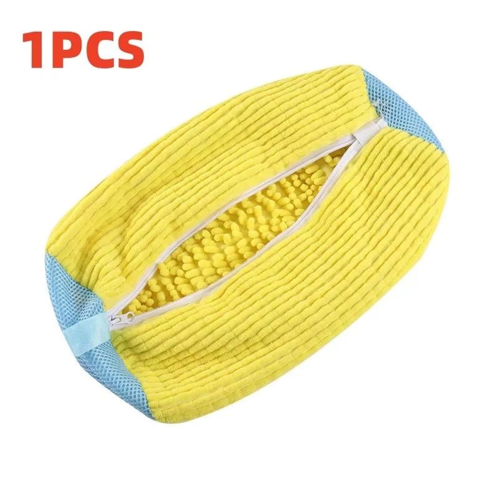 Durable Shoe Washing Machine Laundry Bag For Sneakers And Casual Shoes Yellow With Blue Zipper 7