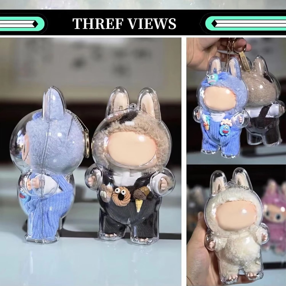 Clear Macaron Protector Case For LABUBU Popmart Doll Dustproof Display Cover 1