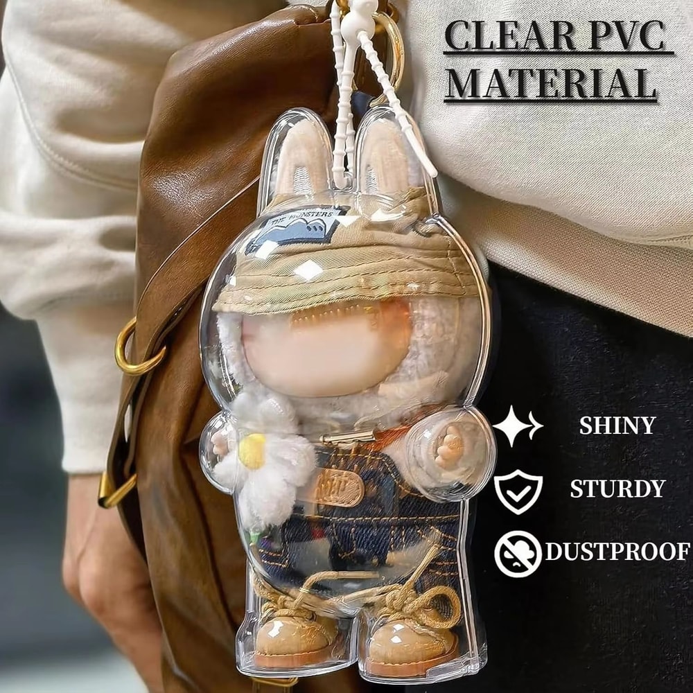 Clear Macaron Protector Case For LABUBU Popmart Doll Dustproof Display Cover 2